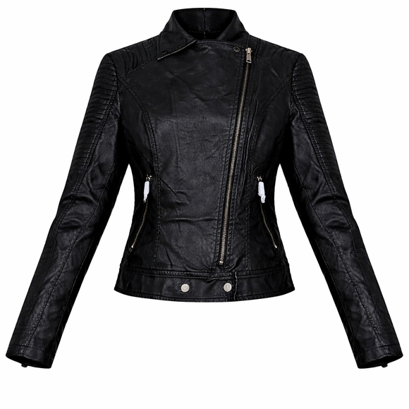 Coalition La Jackets & Blazers - Coalition LA Black Faux Leather Moto Jacket Quilted Sleeves BNWT Size M